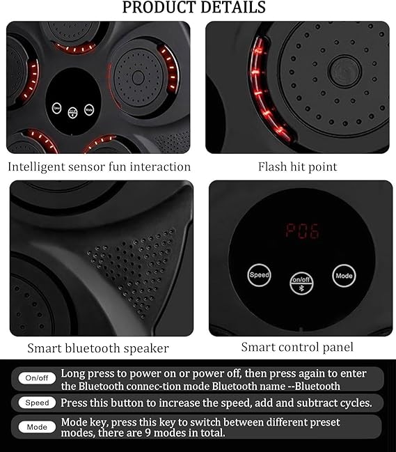MUSIC BOXING MACHINE | SMART ELECTRONIC PUNCHING EQUIPMENT WITH LED SCREEN & REACTION TARGET FOR HOME EXERCISE