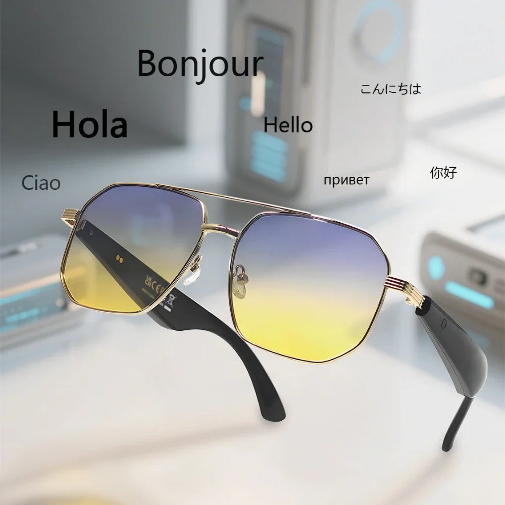 GY500 AI Sports Sunglasses – Wireless Translation, Music & Voice Control, Waterproof for Outdoor Activities | نظارات رياضية GY500 الذكية – ترجمة لاسلكية، موسيقى وتحكم صوتي، مقاومة للماء للأنشطة الخارجية