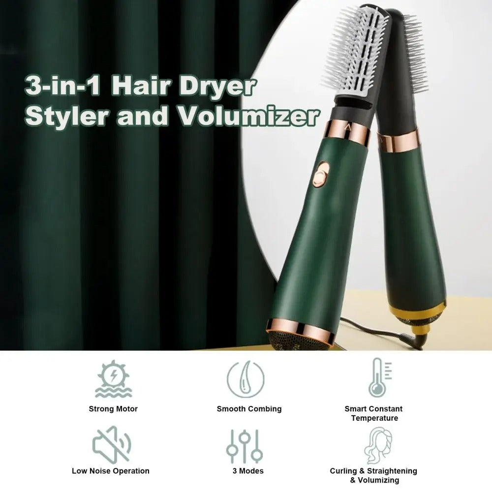 Multifunctional 3-In-1 Hair Dryer Brush With Replaceable Combs | فرشاة تجفيف الشعر 3 في 1 متعددة الوظائف مع مشط قابل للتبديل