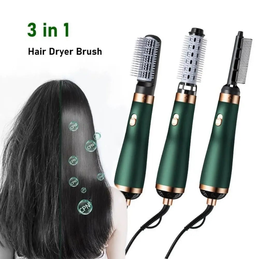 Multifunctional 3-In-1 Hair Dryer Brush With Replaceable Combs | فرشاة تجفيف الشعر 3 في 1 متعددة الوظائف مع مشط قابل للتبديل