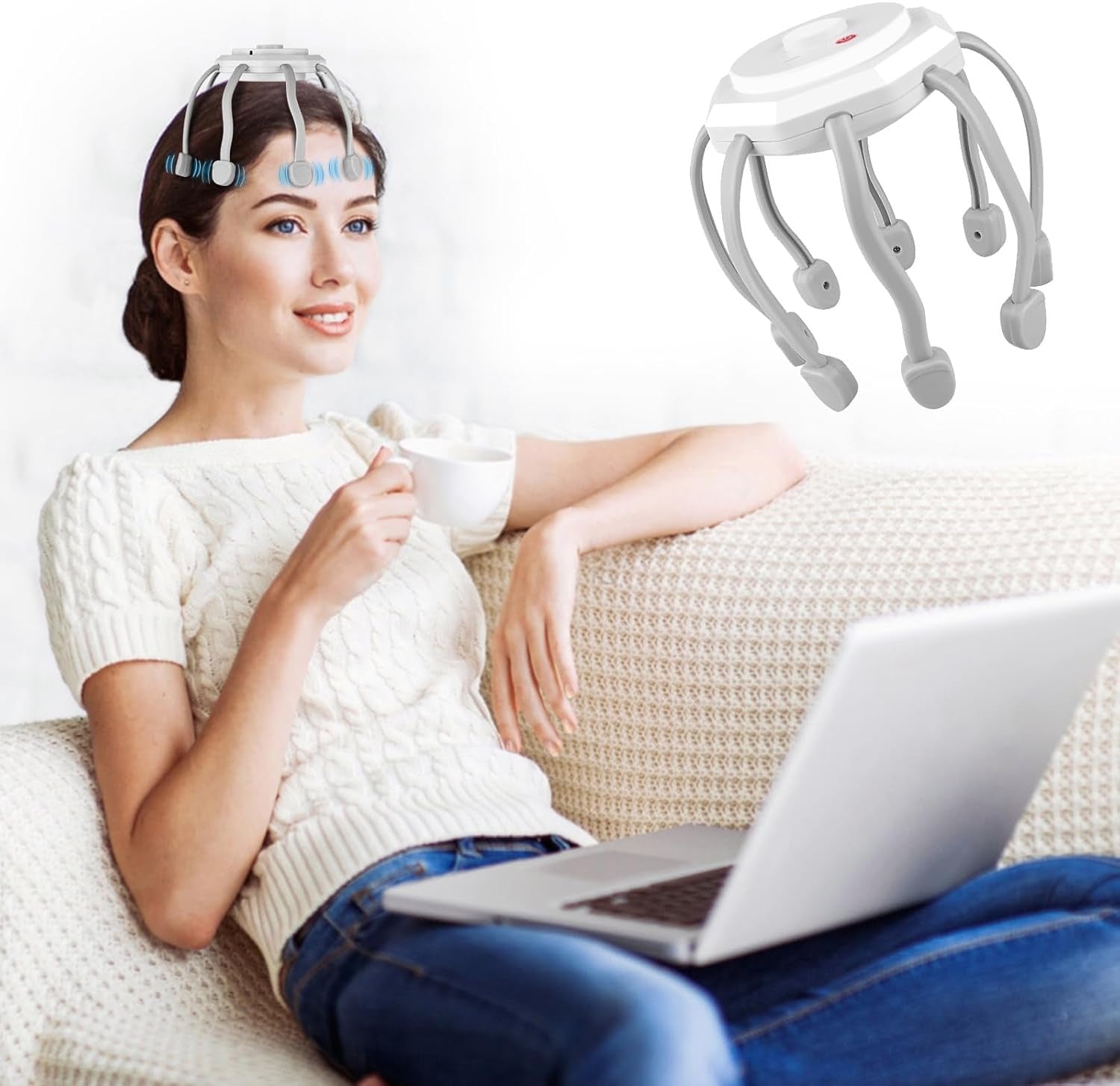 Hair Scalp Massager With 8 Vibrating Contacts | مدلك فروة الرأس مع 8 نقاط اهتزاز