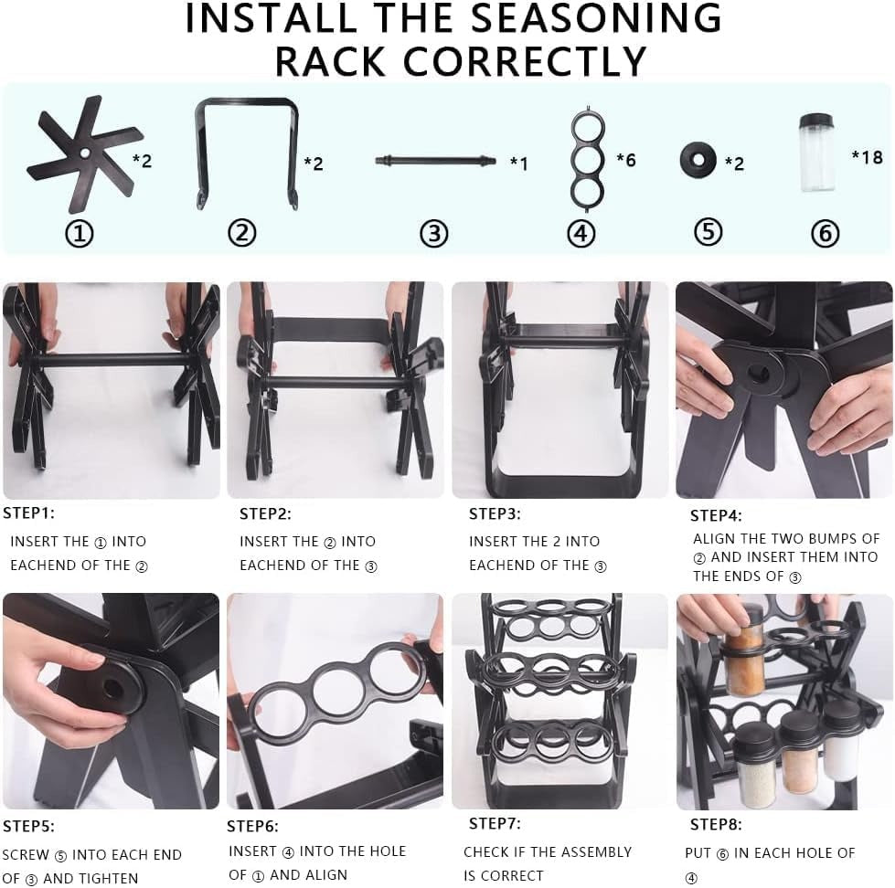 Spice Rack Organizer With 18 Spice Jars | منظم توابل مع 18 جرة توابل