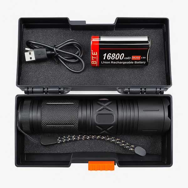 High-Power Rechargeable LED Flashlight Kit | مجموعة مصباح يدوي عالي الطاقة