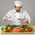9-PIECE WHITE KITCHEN KNIFE SET ULTRA-SHARP NON-STICK BLADES WITH CRACKED HANDLE DESIGN & ACRYLIC STAND. PERFECT GIFT SET