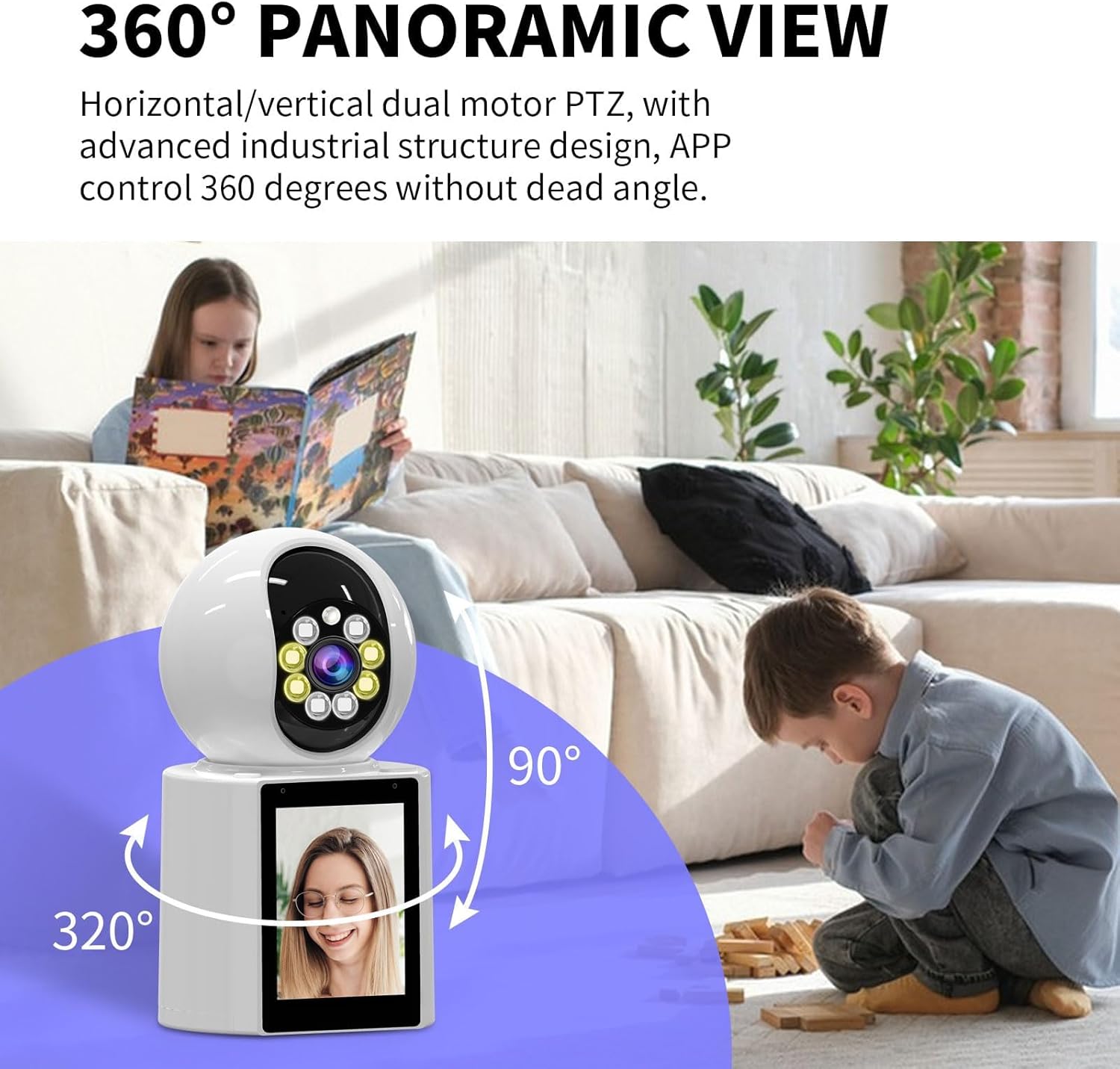 4K HD INDOOR SECURITY CAMERA - 360° PET/BABY/NANNY CAM WITH NIGHT VISION, 2-WAY AUDIO & MOTION ALERTS, APP CONTROLLED