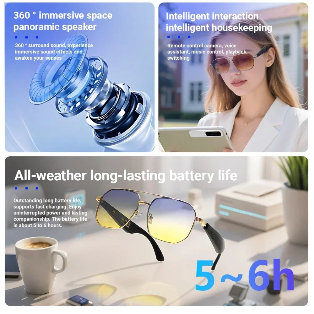 GY500 AI Sports Sunglasses – Wireless Translation, Music & Voice Control, Waterproof for Outdoor Activities | نظارات رياضية GY500 الذكية – ترجمة لاسلكية، موسيقى وتحكم صوتي، مقاومة للماء للأنشطة الخارجية